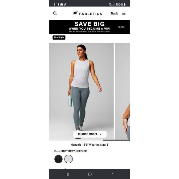 New XXS Fabletics Soft Grey Heather Blake Open Back Tank Top Muscle Shirt NWT - Picture 3 of 8